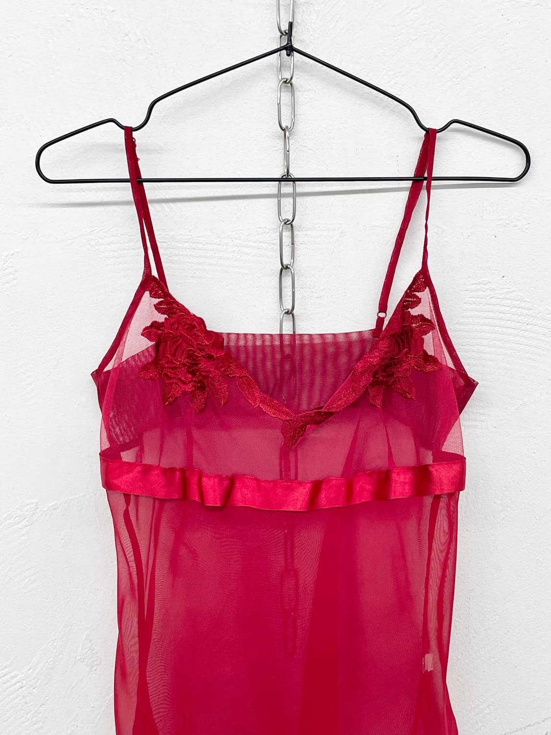 레드 시어 레이스 슬립 상품이미지5