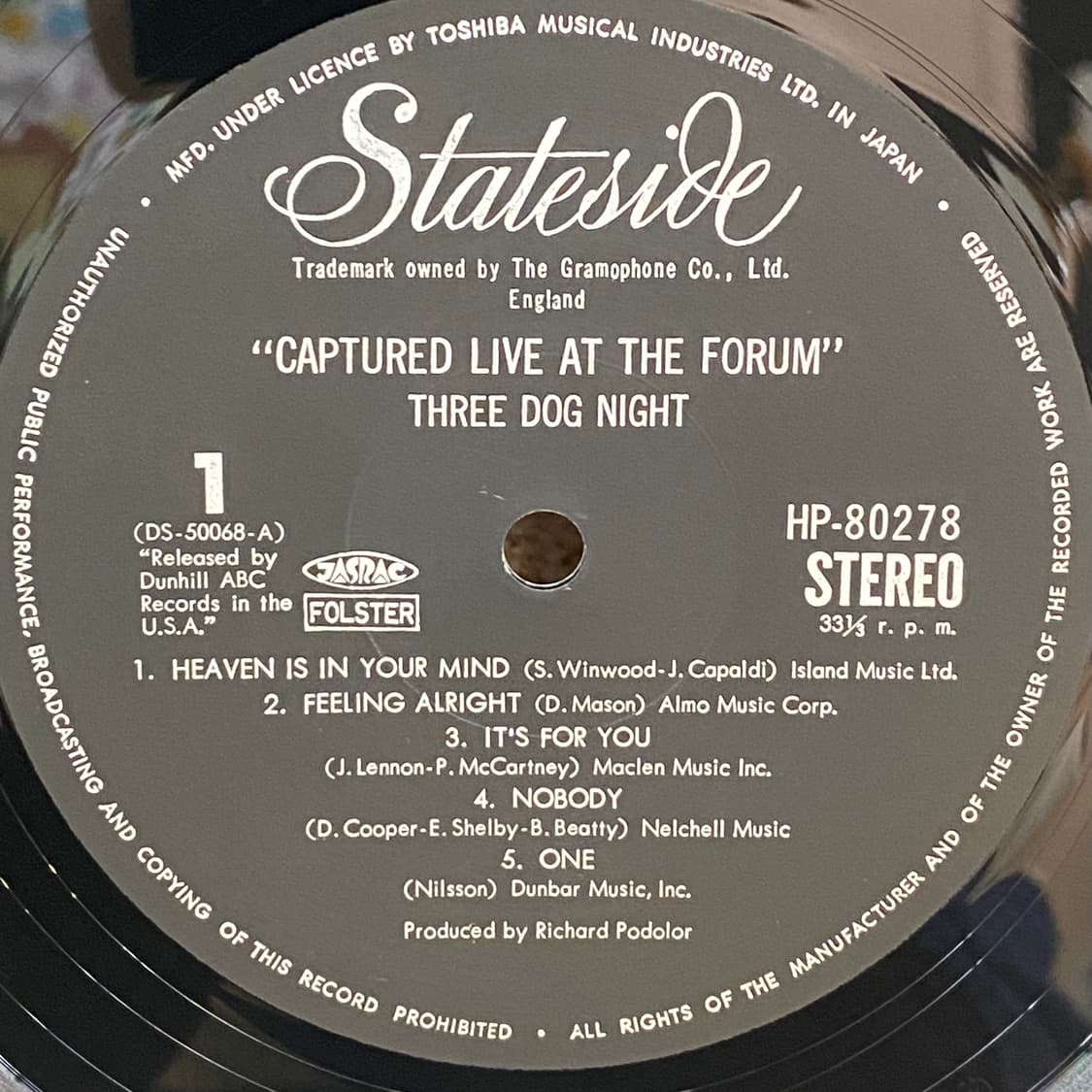 (LP) Three Dog Night - Captured Live 상품이미지4