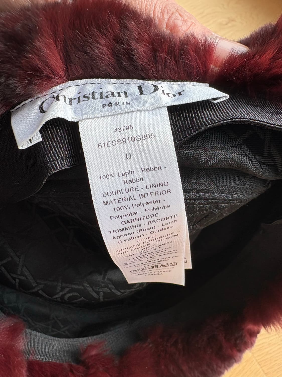 Christian Dior 버건디 토끼털 베레모 상품이미지3