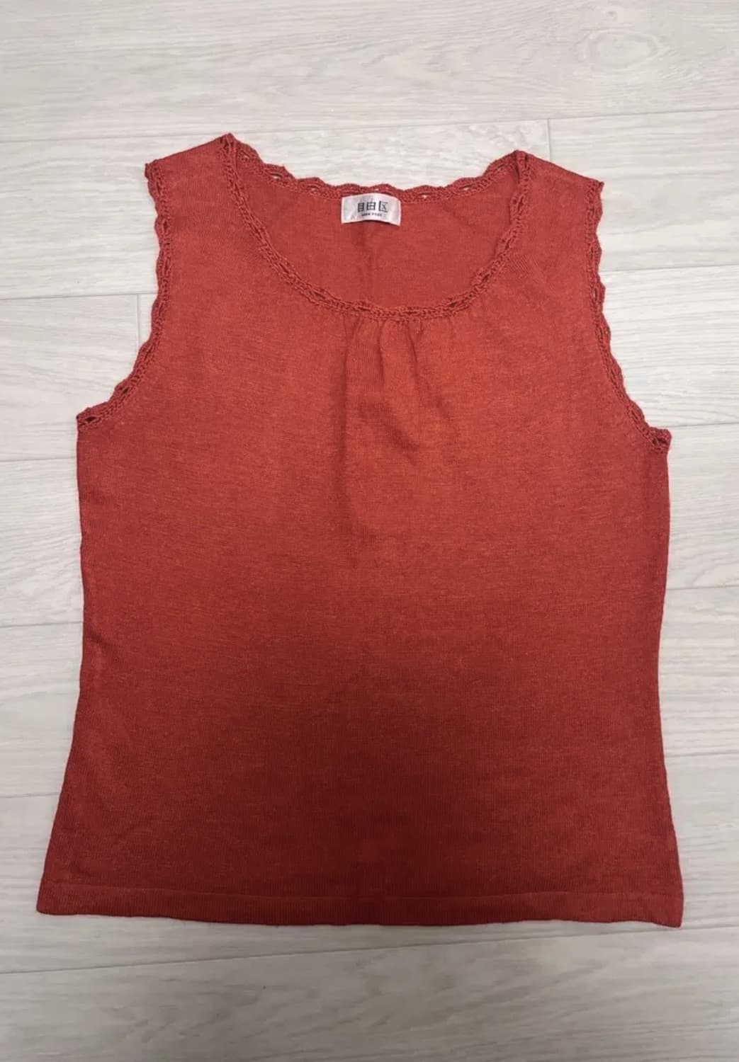 JPN 모리걸 레이스 셔링 슬리브리스 주홍 나시 괴짜 상품이미지2