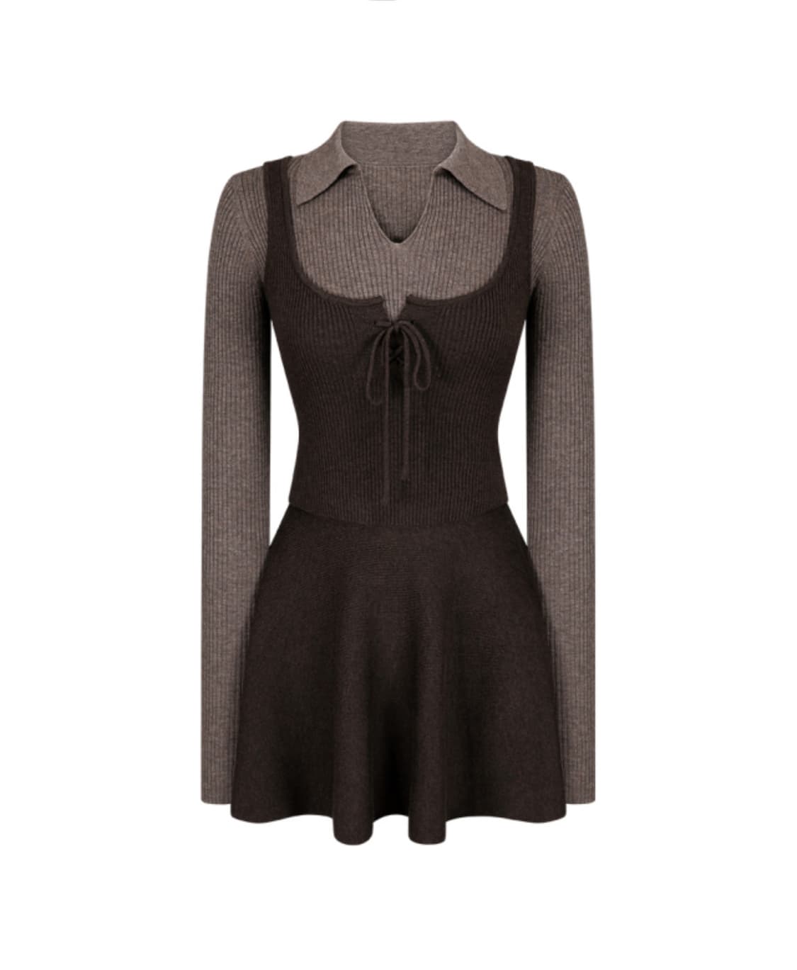 라벨르블랑 레이어드 니트 세트 브라운 낫유어로즈 쓰리타임즈 페인오어플레져 상품이미지2