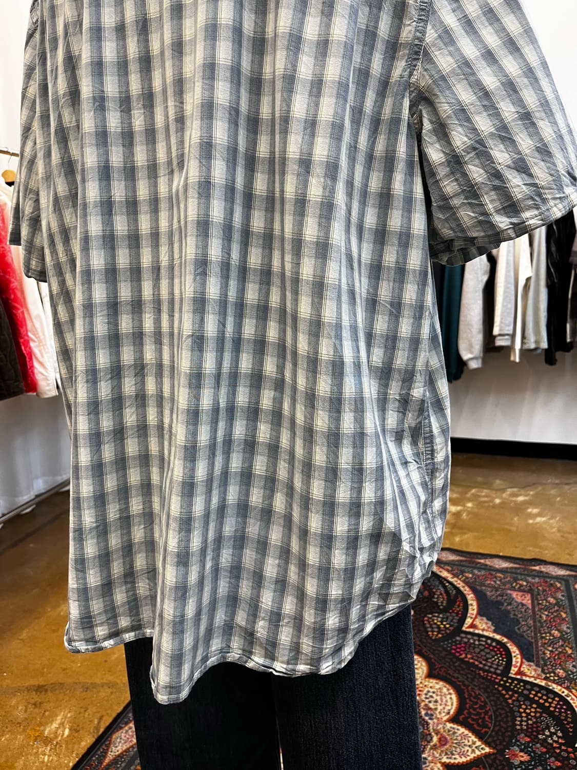 칼하트 코튼 체크 반팔 셔츠 블루 상품이미지7