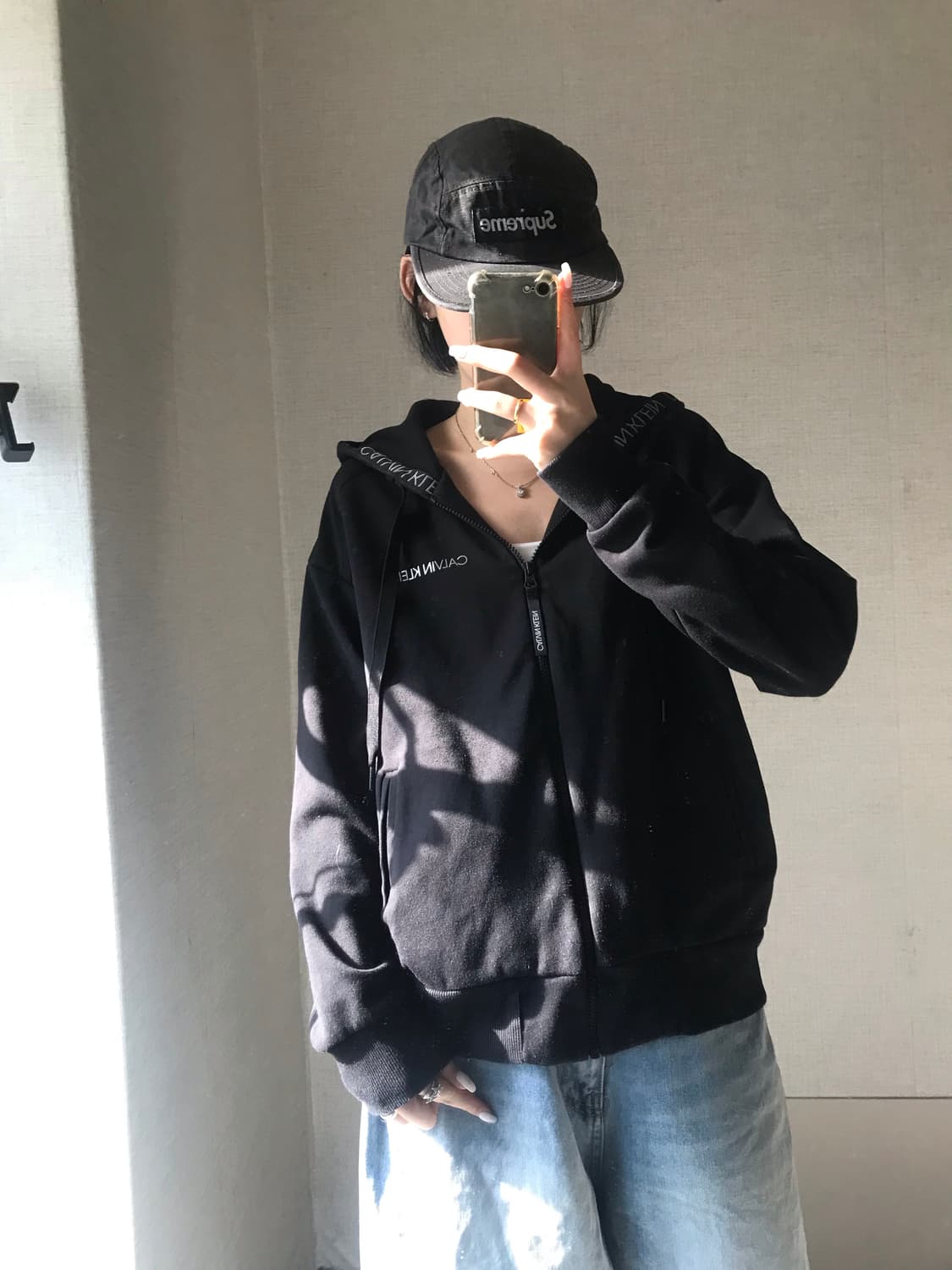 켈빈클라인 블랙 후드집업 상품이미지1