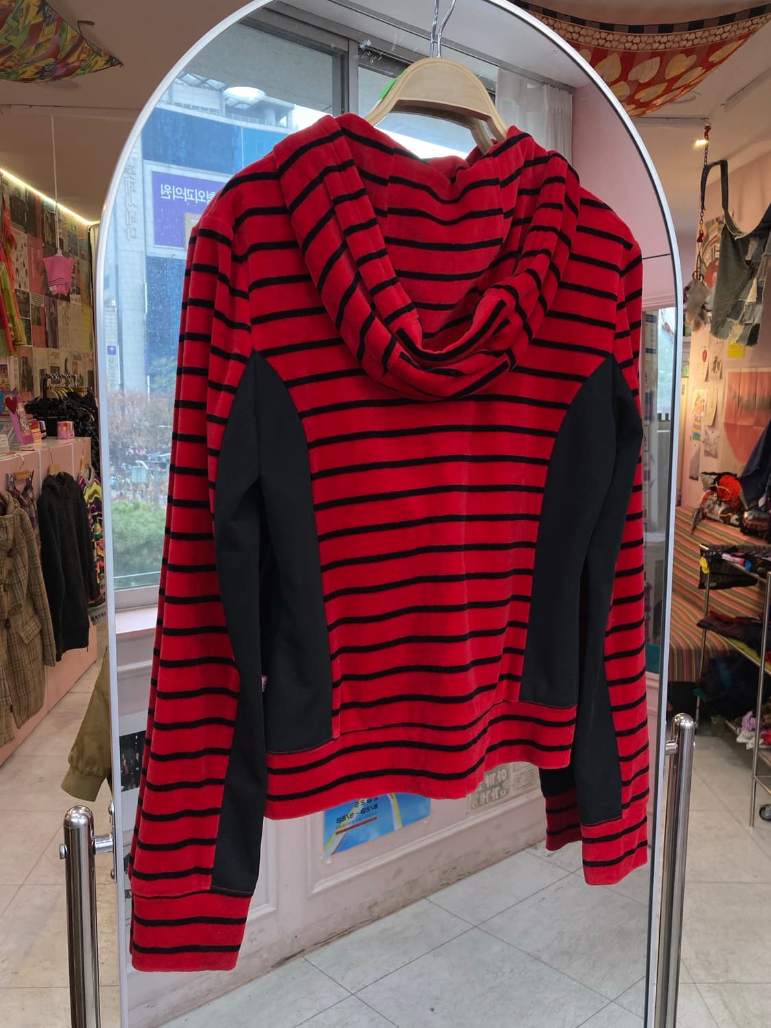 레드 스트라이프 큐티 후드집업 상품이미지5