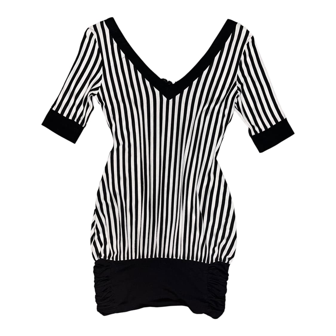 diable baiser스트라이프 셔링 7부 브이넥 오프숄더 원피스 갸루 상품이미지5