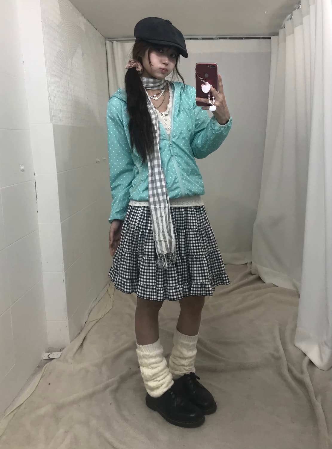 민트 도트 바람막이 모리걸 하구미 코디세트 상품이미지2