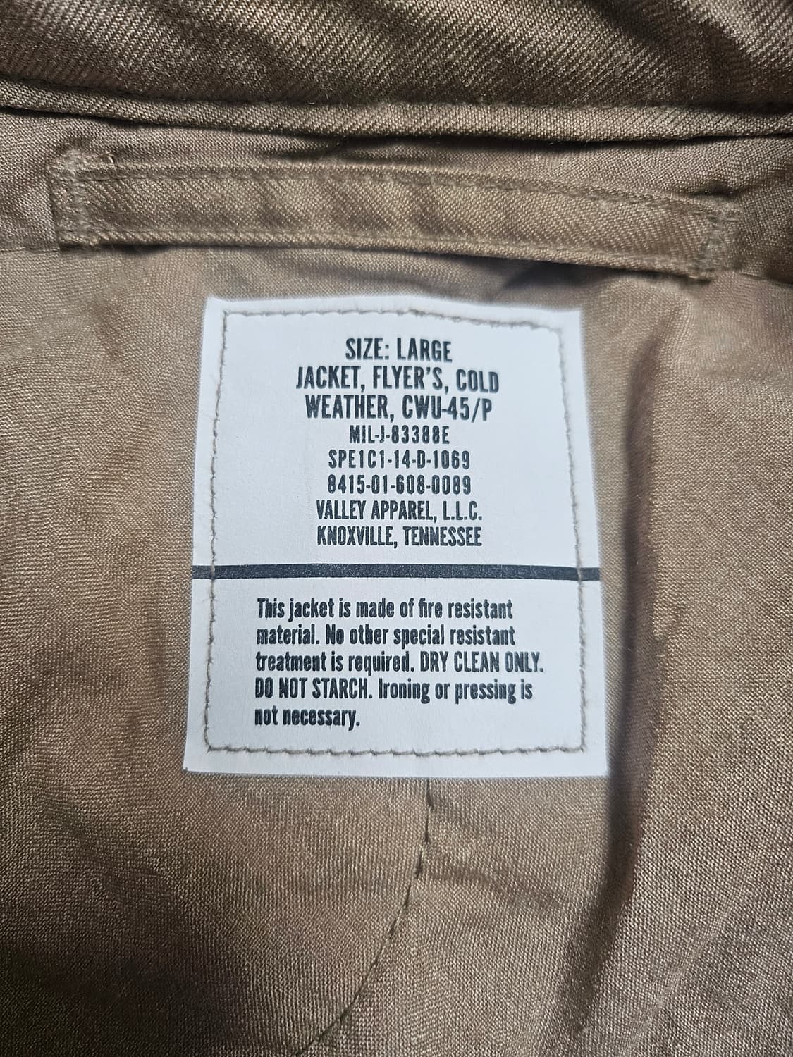 미군오리지날 CWU45P 데드스탁 탄색 라지 상품이미지3