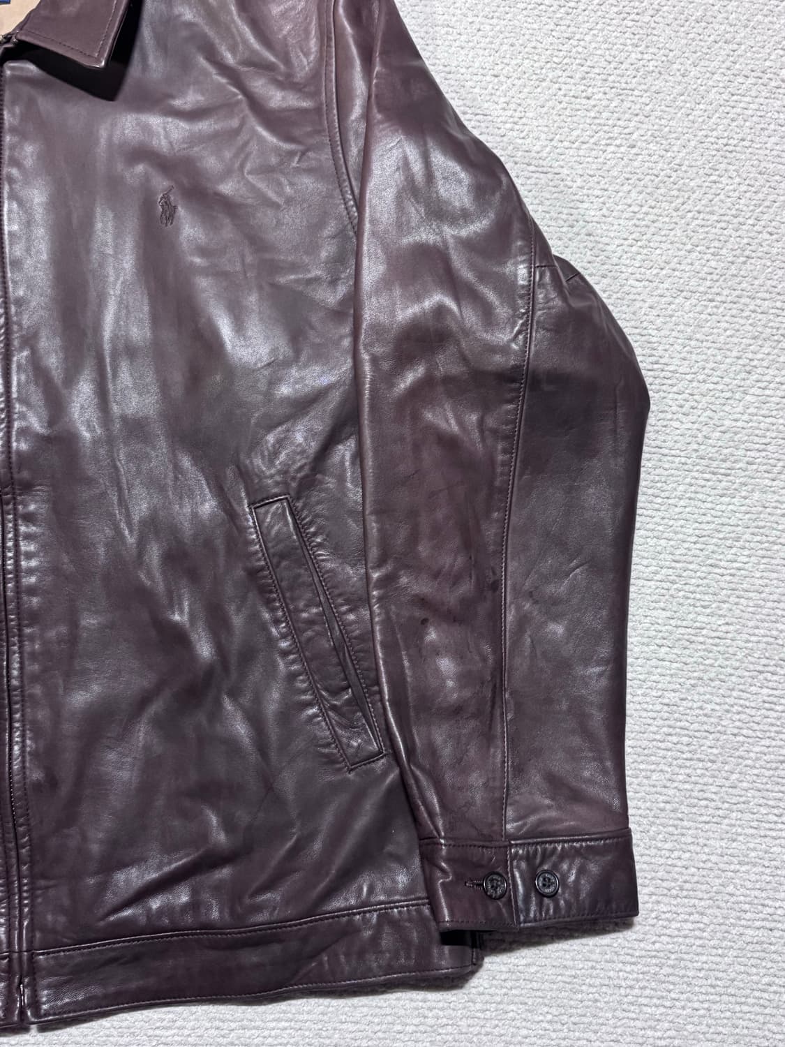 폴로 랄프로렌 양가죽 브라운 레더 자켓 L 상품이미지4