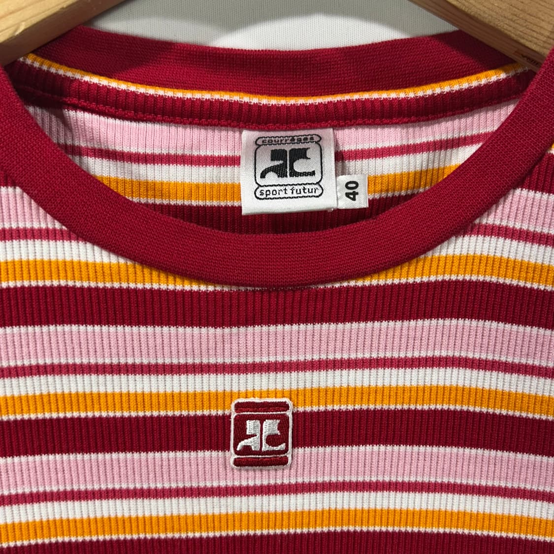 [Courreges] 꾸레쥬 스트라이프 로고 슬리브리스 상품이미지4