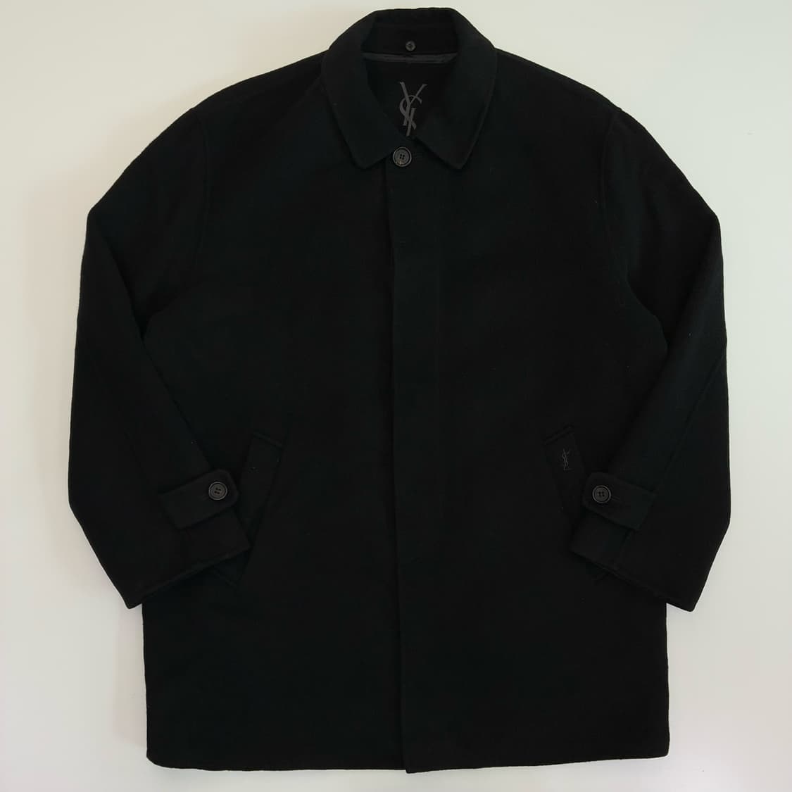 Yves Saint Laurent  입생로랑 블랙 카라 울 코트 상품이미지1