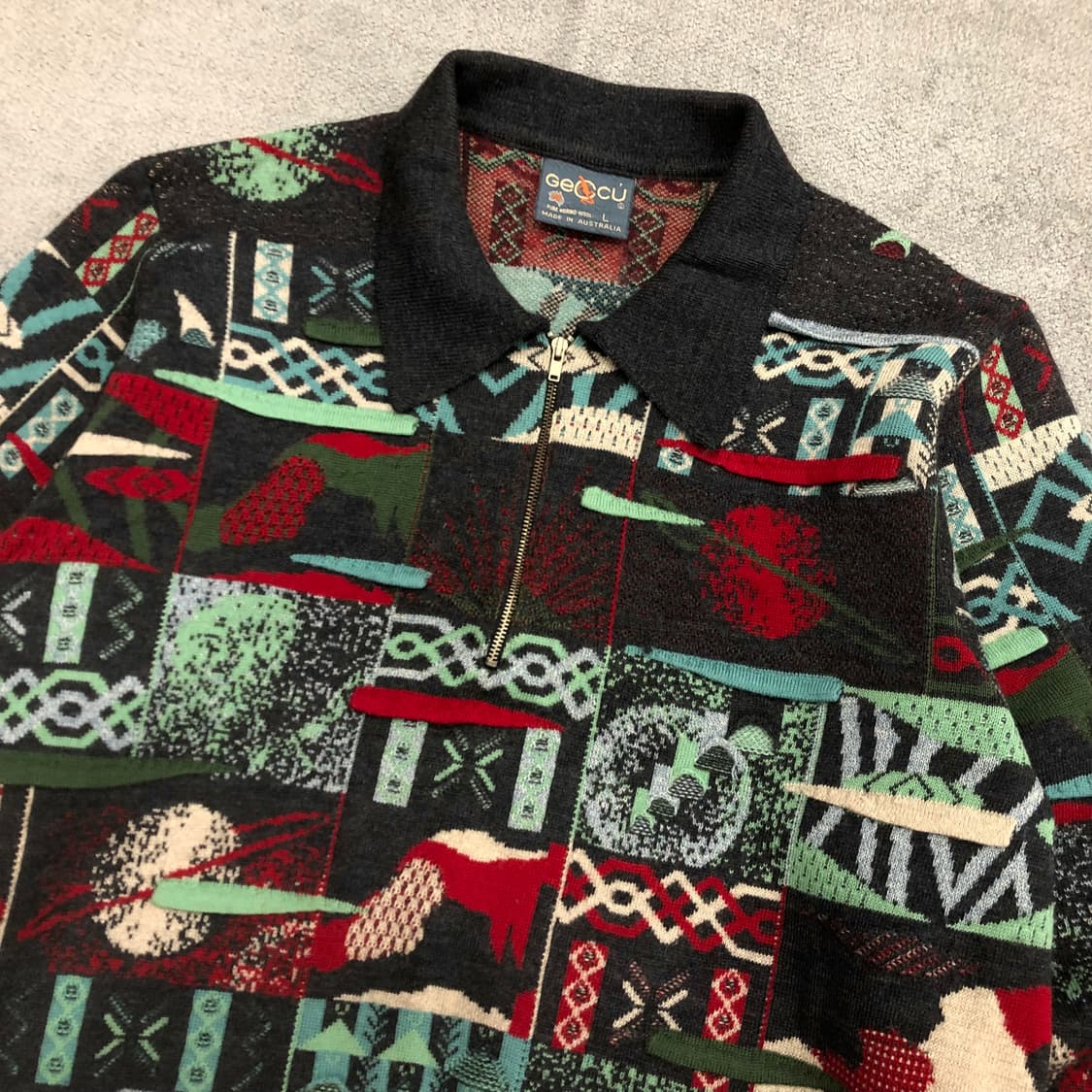 게오쿠 반집업 울 패턴 니트 상품이미지2