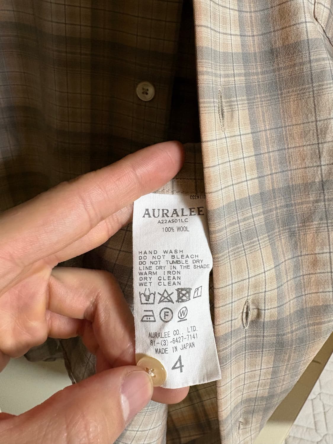 오라리 체크셔츠 베이지 4 사이즈 판매! 상품이미지2