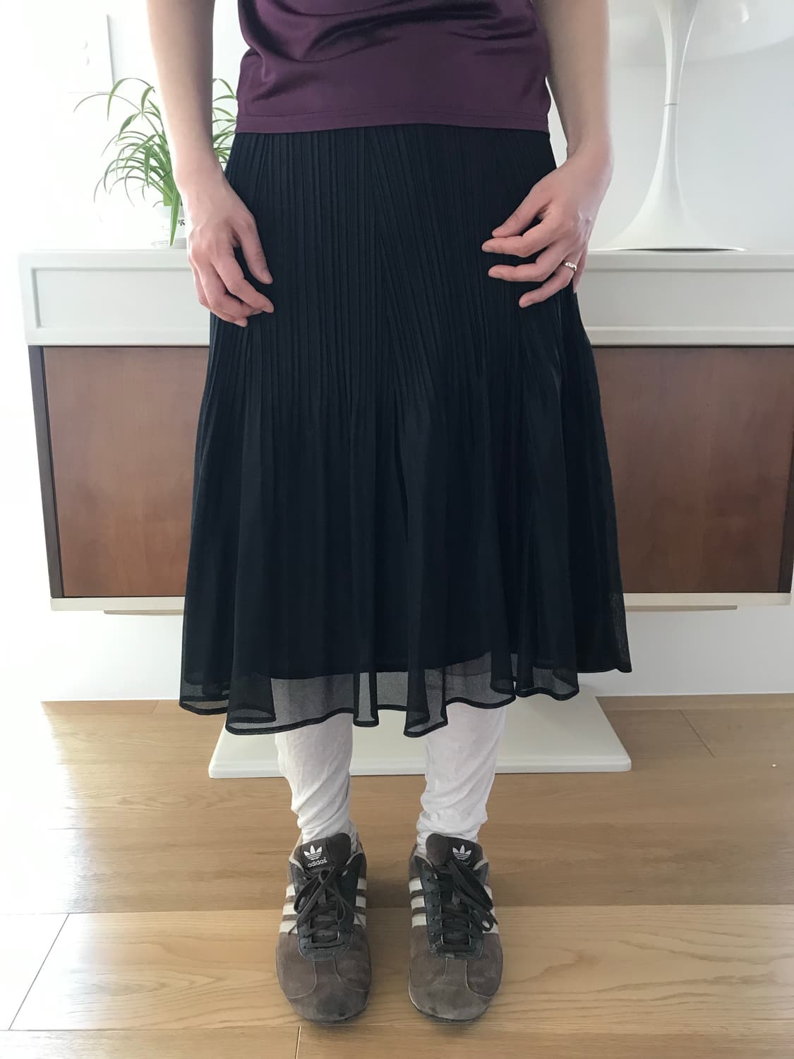 vintage black pleats skirt (25inch) 상품이미지3