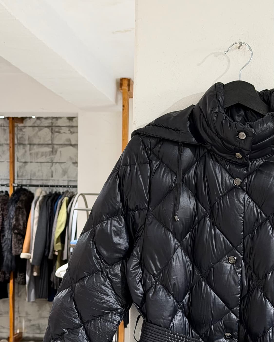 로렌 랄프로렌 벨티드 다이아몬드 퀼팅 후드 다운 코트 상품이미지2