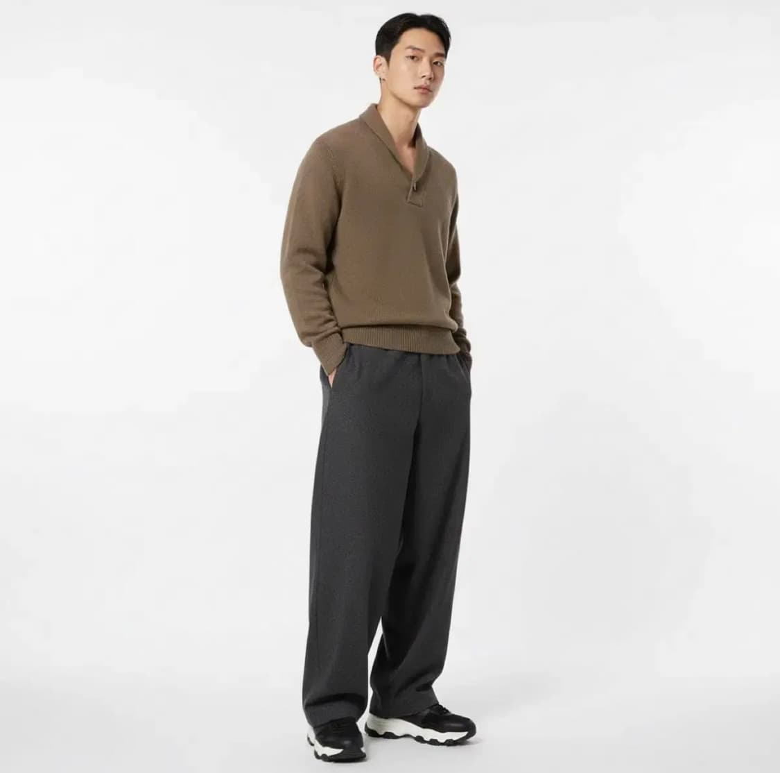 Brooks Brothers 브룩스브라더스 브라운 숄카라니트 S(클래식) 상품이미지1