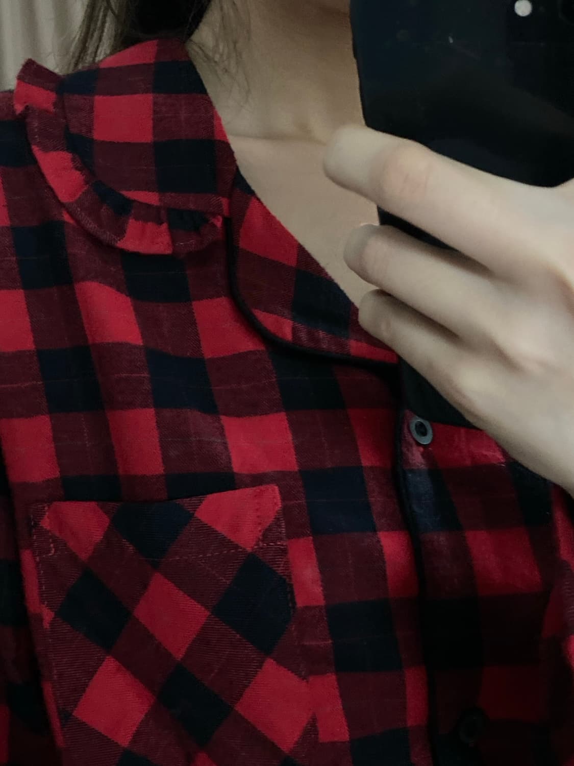 카라 프릴포인트 체크 면남방 상품이미지4