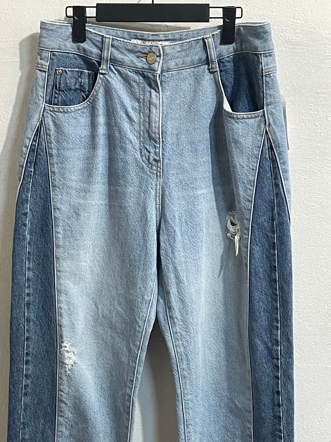 럭키슈에뜨 투톤 패널 데님 팬츠 상품이미지3