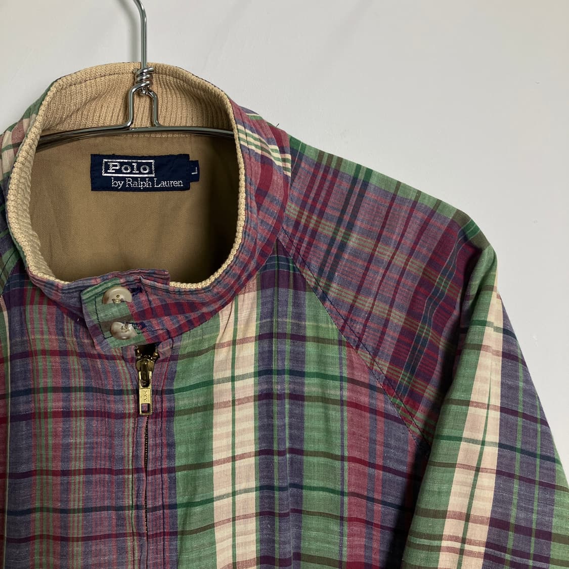 90's 폴로 랄프로렌 빈티지 마드라스 체크 스윙탑 자켓 L 상품이미지4