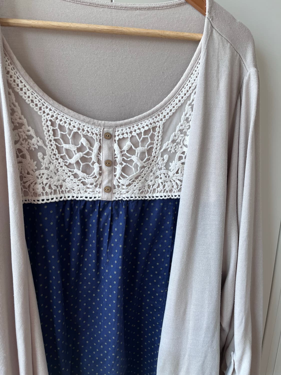 Vintage 도트 레이스 바선생 레이어드 원피스 상품이미지8