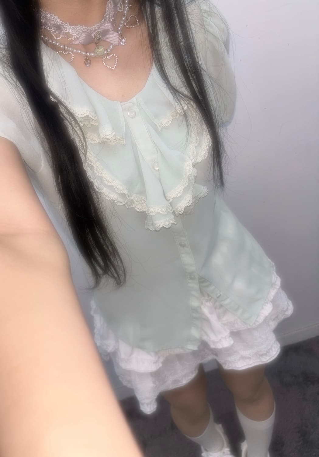 민트코어 핀터깔 프릴 히메갸루 로걀 블라우스 상품이미지1