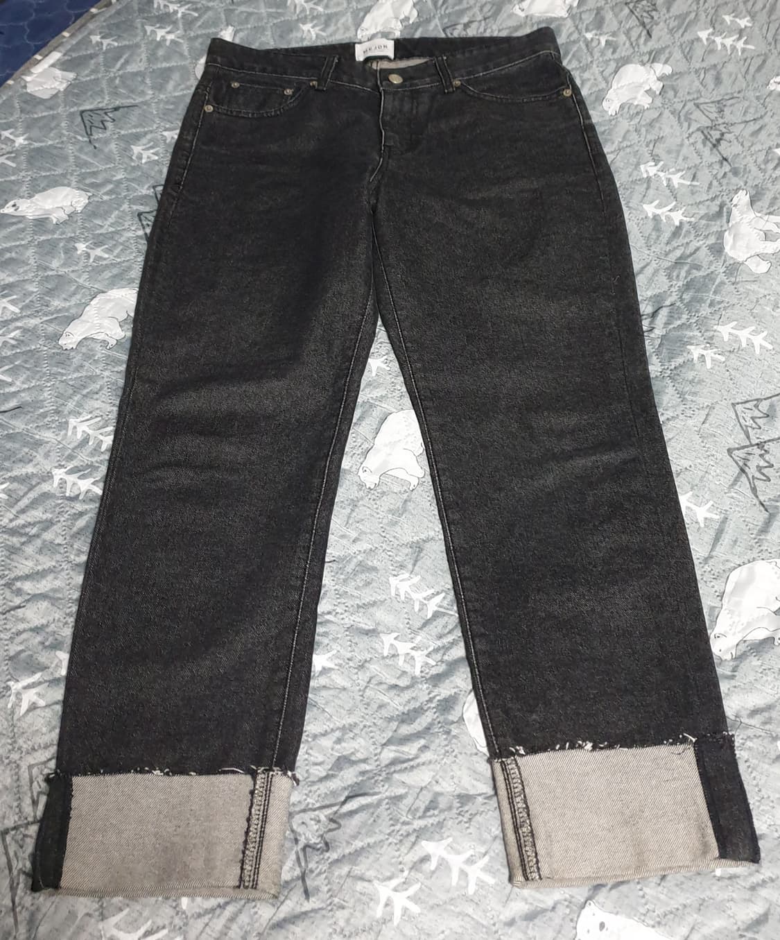 MEHOR 밑단턴업 데님팬츠 흑청 (M) 상품이미지1