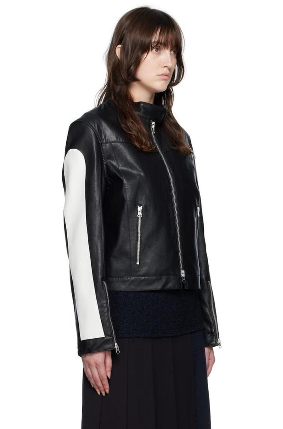더오픈 페이크 레더 바이커 자켓 상품이미지1