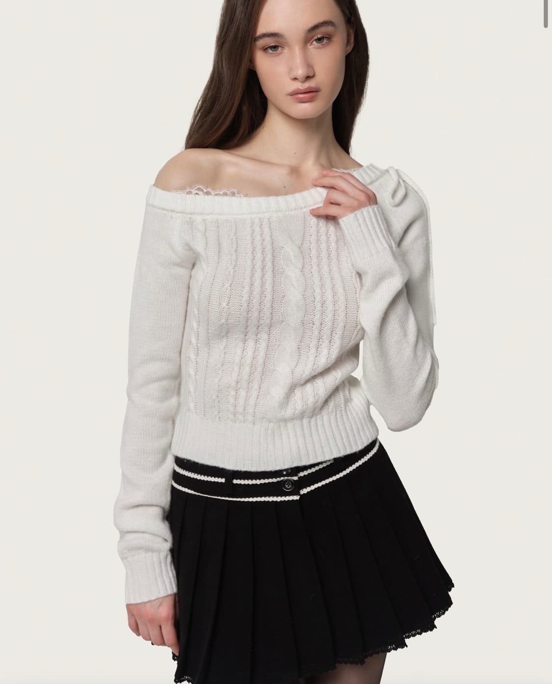 클리시어 Rosy cake cable knit 아이보리 상품이미지1