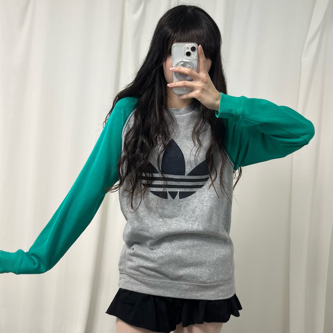 Adidas green raglan trefoil sweatshirt 상품이미지1