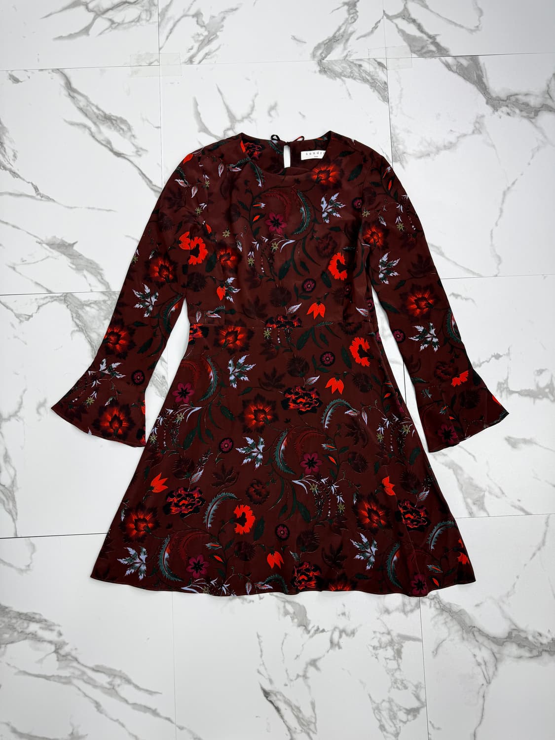 산드로 플라워 패턴 실크 원피스 상품이미지1