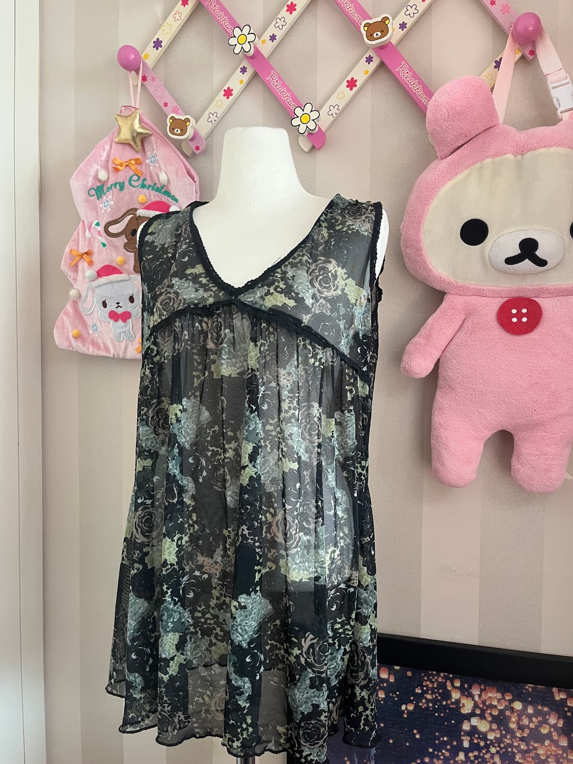 빈티지 오리엔탈 페어리 로사체리레스트로즈 반팔레이어드나시슬립플로랄 상품이미지4