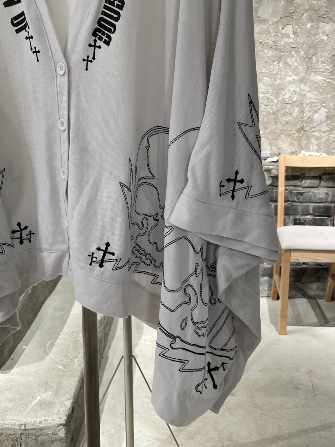 고스트 오브 할렘 화이트 스컬 돌먼 슬리브 후디 가디건 상품이미지5