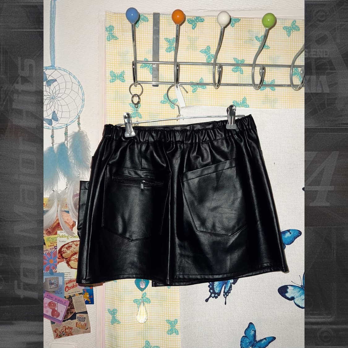 블랙 페이크 레더 카고 미니 스커트 상품이미지2