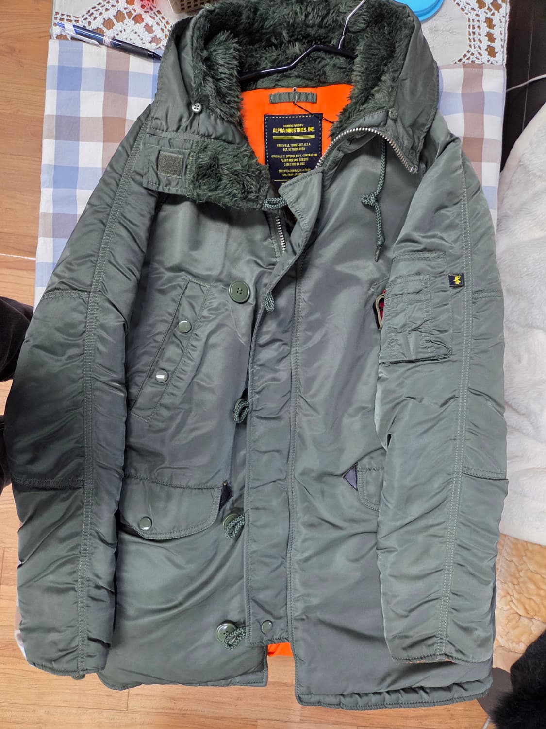 가슴95)알파인더스트리 N3B 항공 패딩 카키 상품이미지1