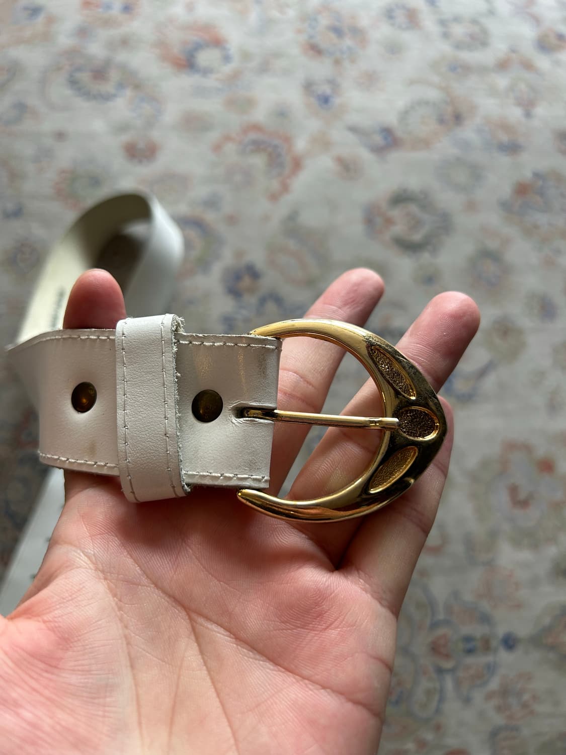 Vintage white leather belt 상품이미지3