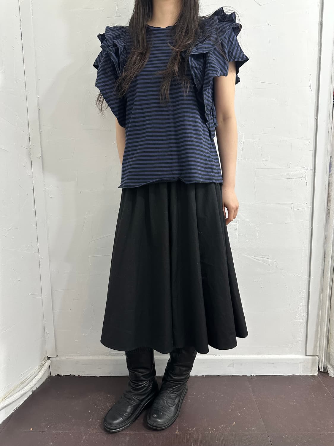 sugar spoon stripe ruffle detail top 상품이미지3