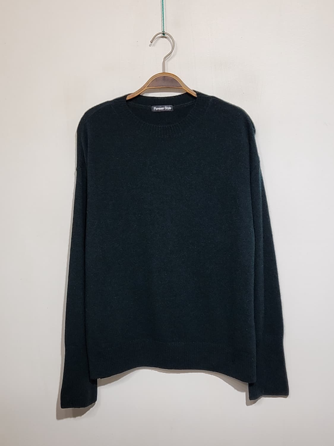 (XL) 캐시미어 니트 녹색 스웨터 무지 라운드  상품이미지1