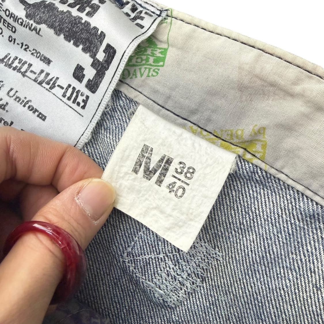 벤데이비슨 빈티지 비죠 백포켓 디테일 중청 워싱 데님 와이드팬츠 상품이미지9