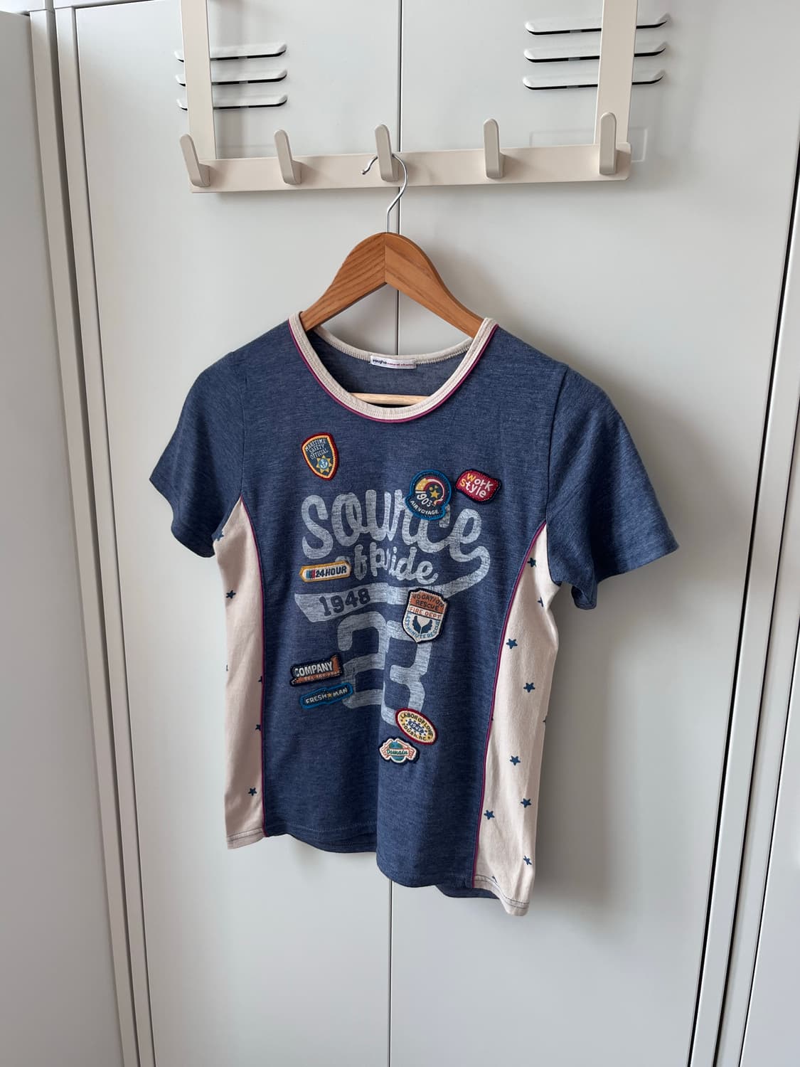 Rough 별 레이어드 패치워크 반팔 티셔츠 상품이미지1