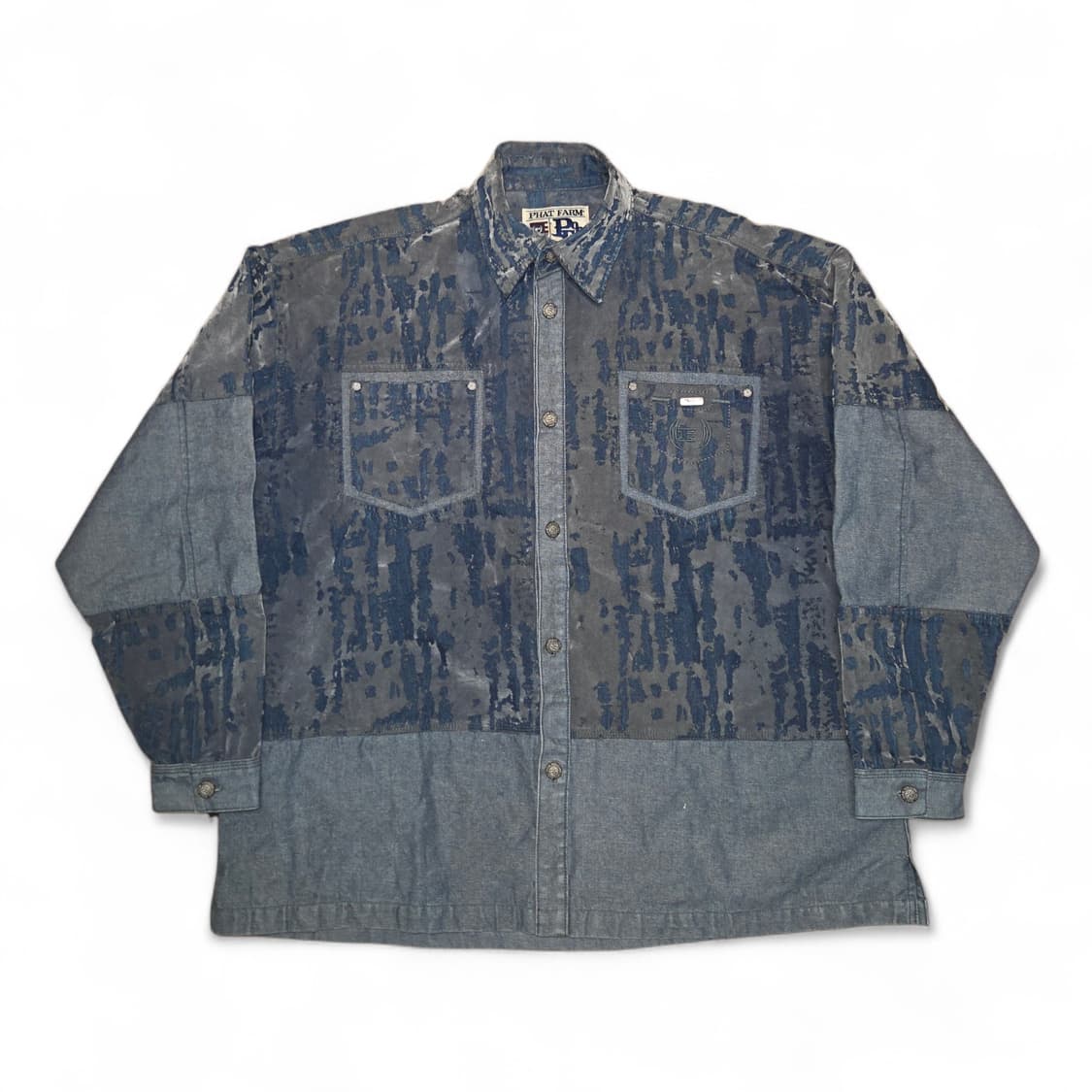 데드스탁 PHAT FARM 팻팜 올드스쿨 빅로고 데님 셔츠 자켓 (2XL 상품이미지1