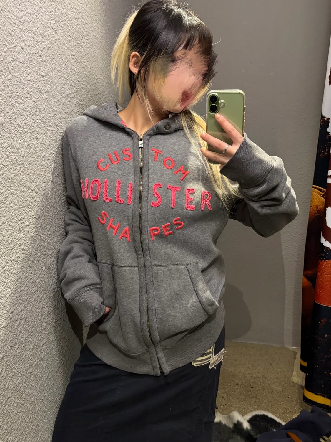 홀리스터 핑크 그레이 후드집업 상품이미지1