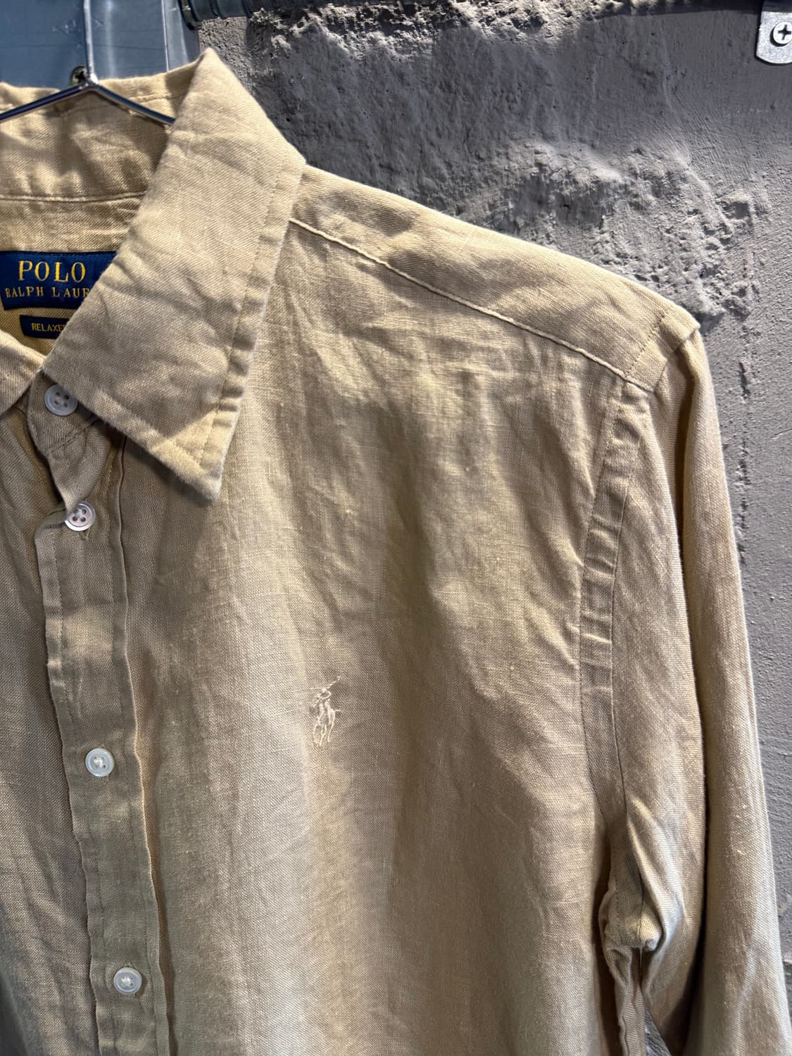 폴로 랄프로렌 POLO 린넨 100% 릴렉스핏 셔츠 베이지 XS 상품이미지3