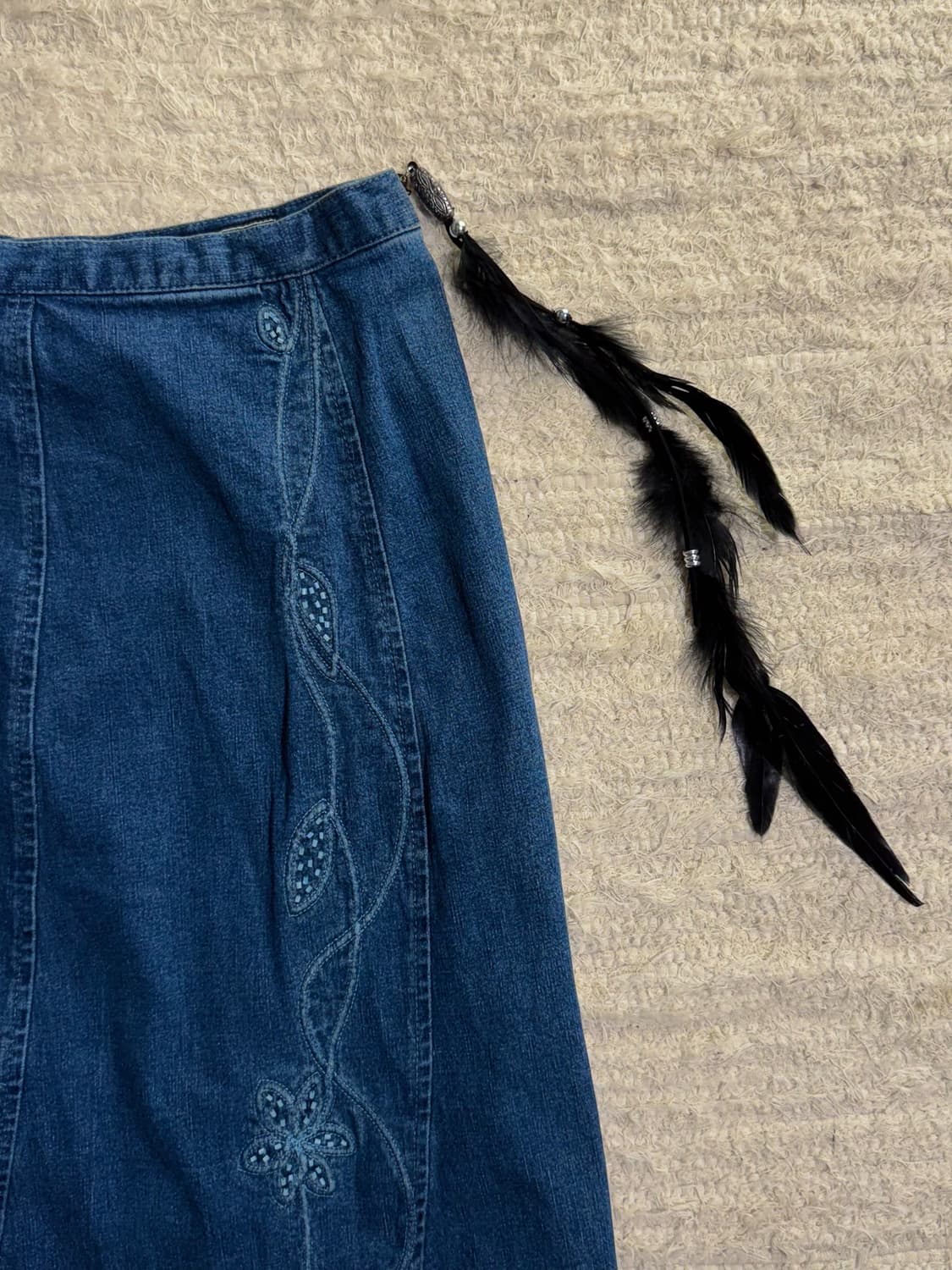 Beaded Stitched Denim Skirt 0257 상품이미지2