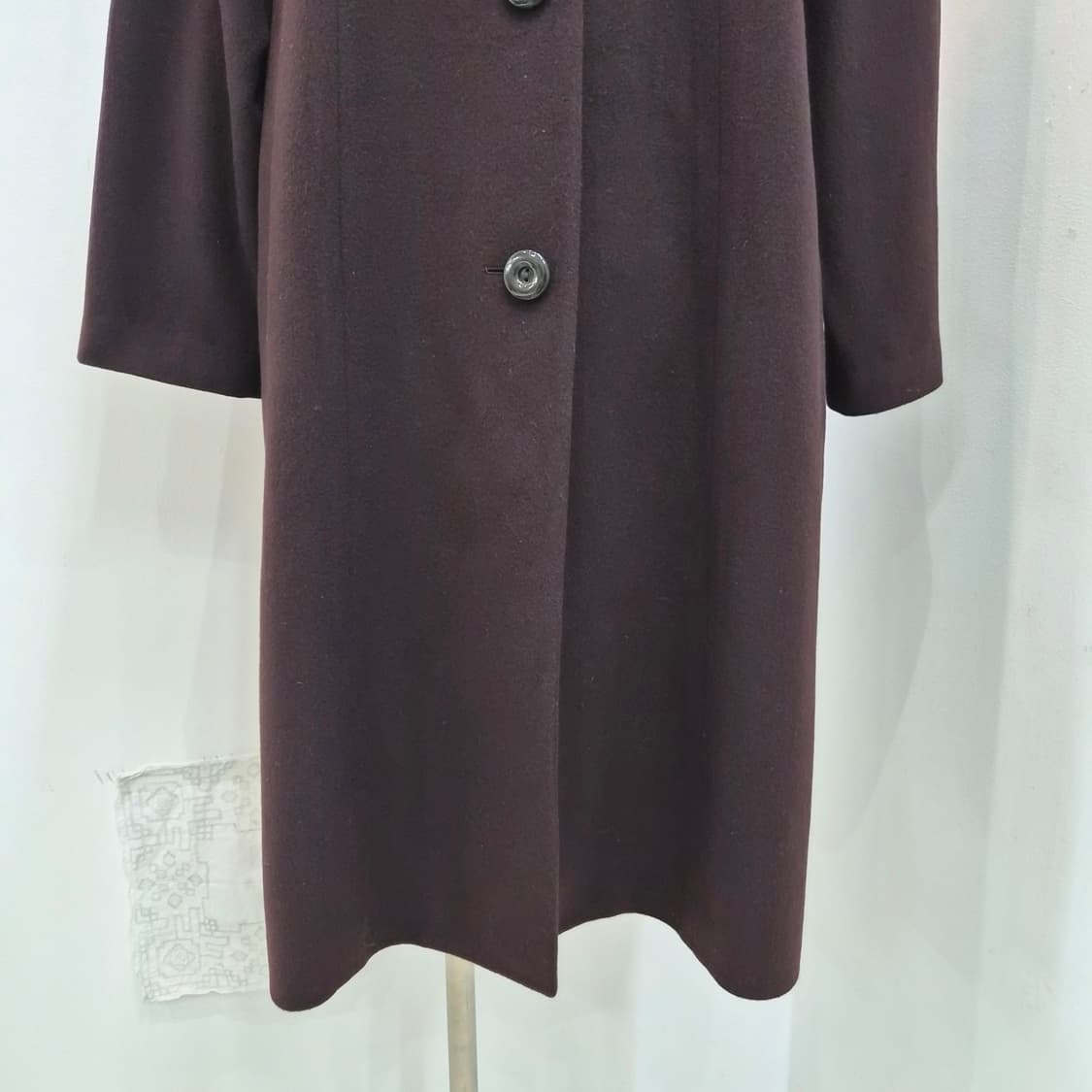 버건디 100% 캐시미어 여성 롱코트 상품이미지5