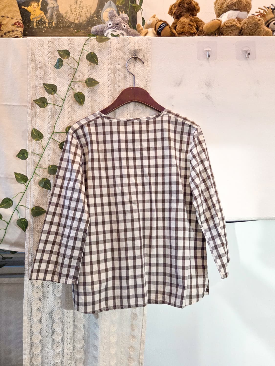 모리 체크 7부 블라우스 상품이미지4