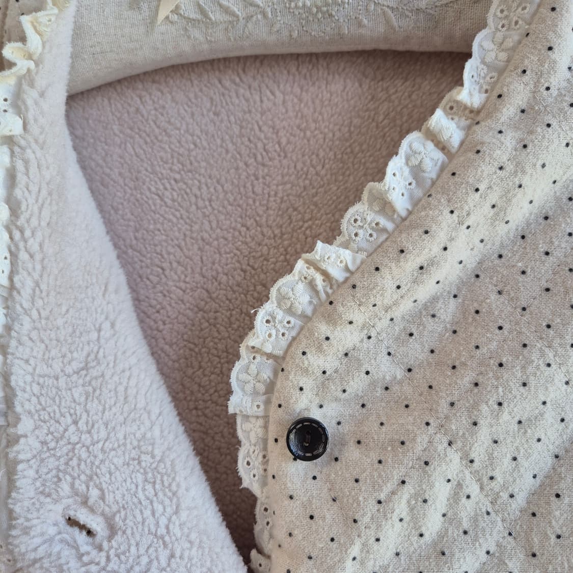 아이보리 도트 양털 베스트 상품이미지6