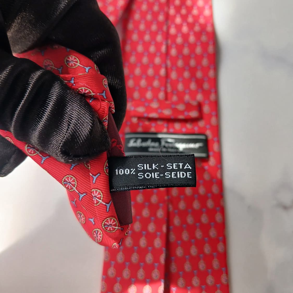 살바토레 페라가모 실크 레드 넥타이 8cm S~A+등급 E954 상품이미지9