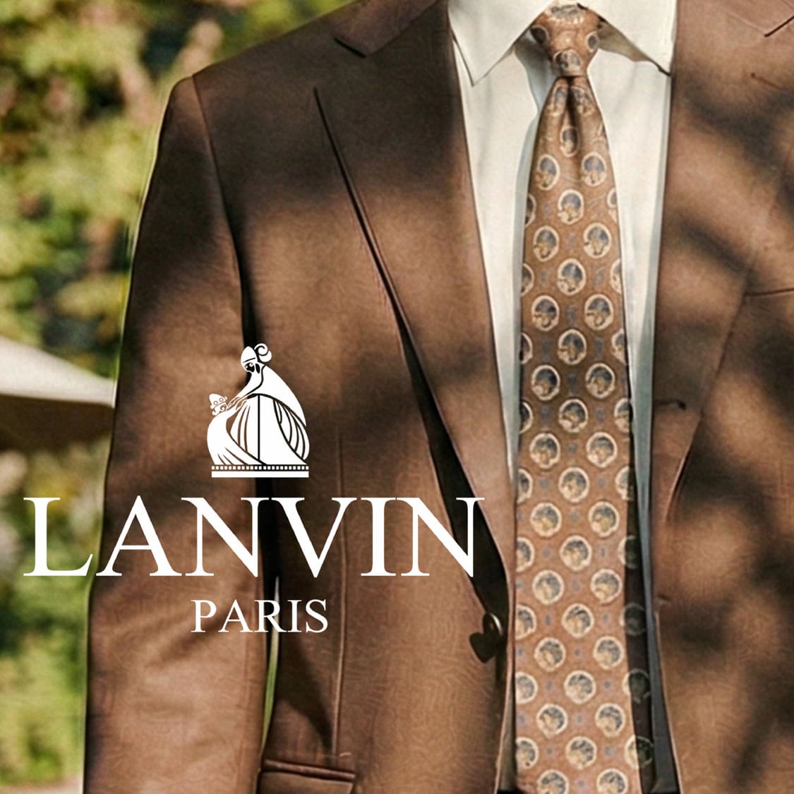 LANVIN 랑방 넥타이 브라운 패턴 9.3cm 새제품 K2140 
 상품이미지1