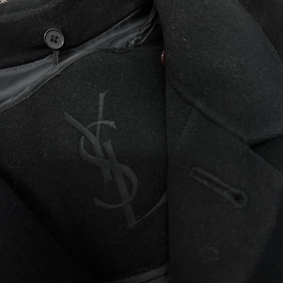 YSL 입생로랑 울 캐시미어 코트 블랙 105(XL) 상품이미지4