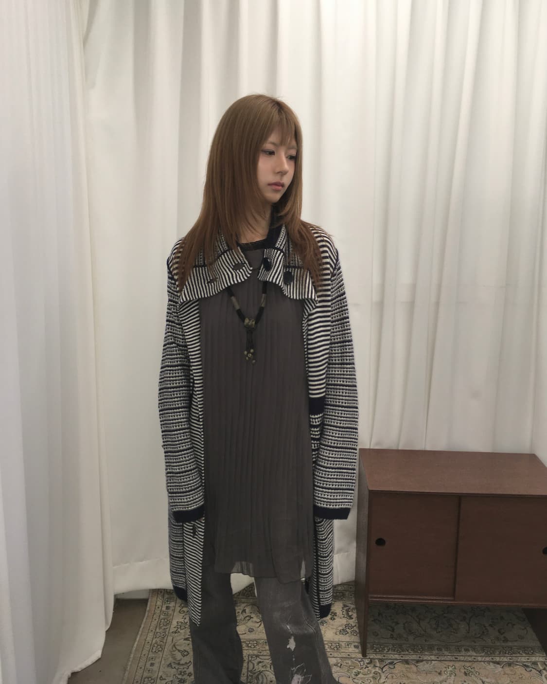 스트라이프 롱 가디건 상품이미지1