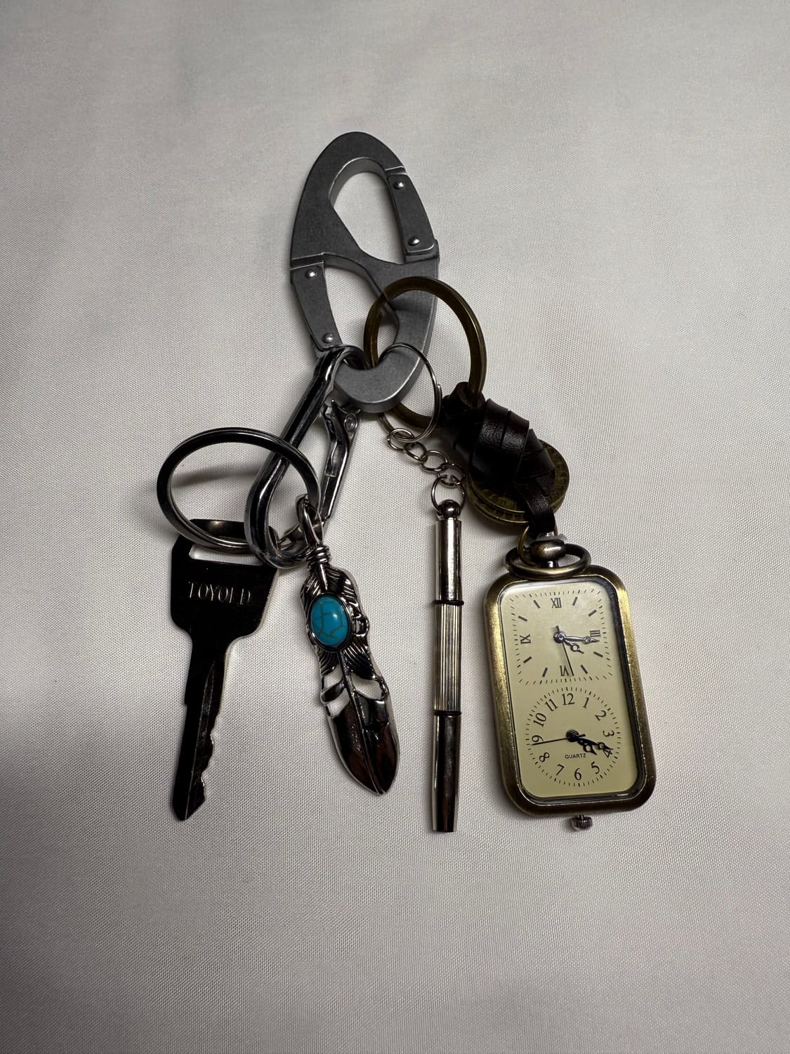 새상품 빈티지 시계 & 깃털 키링 Handmade Keyring 상품이미지1
